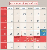 Công chức nghỉ 6 ngày dịp 30/4 và 1/5